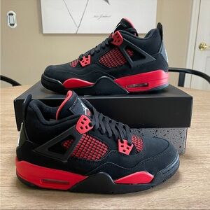 Air Jordan 4 Retro Red Thunder Crimson GS Shoes Youth 6.5 / women 8. FIRM